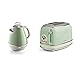 Ariete 00C015504AR0 155 Grille-Pain, 810 W, Vert & Ariete Vintage 2869 Bouilloire Électrique en Acier Inoxydable, 1,7 L, Arrêt Automatique, 2000 W, pour Eau, Thé et Tisane, Vert Pastel