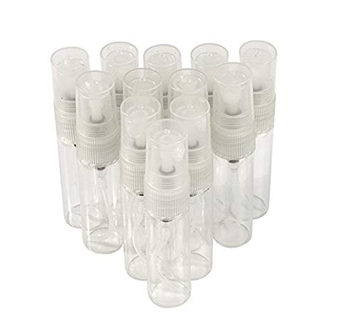 Partstock 10PCS 5ml Mini Clear Glass Spray Portable Perfume Atomizer Bottle for Travel,Sample Test Tube Empty Refillable Container Bottle