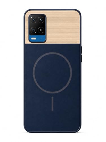 Image of Bintage Mac Safe Design Hard Slim Back Case | Soft Border Camera Protect | Dual PU Leather Finish Back Cover Compatible for Oppo A54 4G - Royal Blue