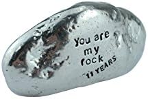 11th Anniversary You are My Rock Gift Idea - Solid Metal Heavy Polished Rock Gift for 11 Year Anniversary Silver