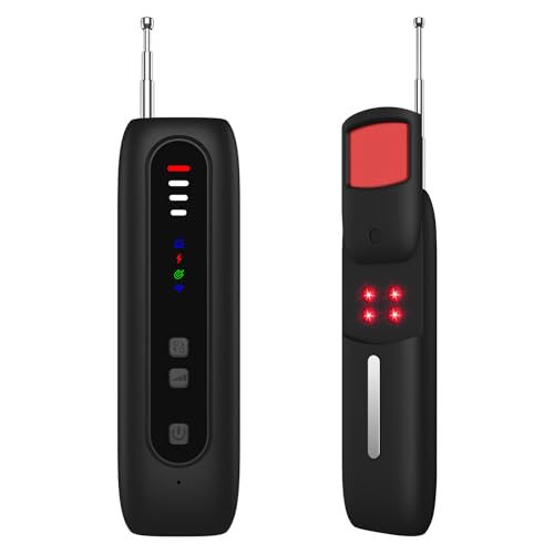 Wanzen Detektor - Wanzenfinder Versteckte Kamera Finder RF Signal Bug Detector Anti Spy Anti-Aufnahme Detektoren für GPS Locator Tracker Abhörgeräte Funkkameras für Hotel Heim Büro Reisen (Schwarz)