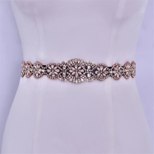 Women's Beaded Bridal Wedding Belt, Rhinestone Formal Prom Dress Decorative Ribbon4