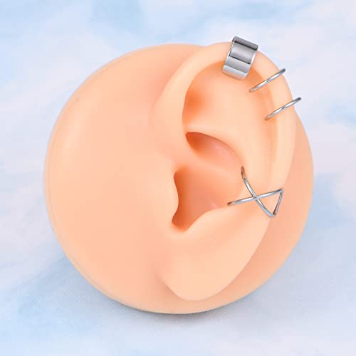 Jforyou Fake Helix Ear Cuff Cartilage Earring No Piercing Simple Cross Double Lines Adjustable Clip On Ear Cuff For Women Girls Men #TOP1