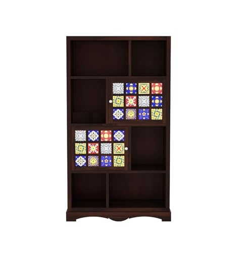 Image of Sheesham Wood Bookcase | Solid Wood Book Shelf for Home Library | Wooden Book Cabinet for Home & Office Living Room (Large, BBslf-Walnut5)
