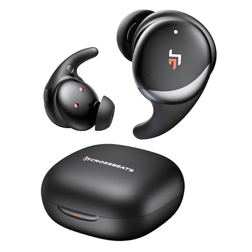 Image of CrossBeats Hertz ANC TWS Ear Buds, Wireless in‑Ear Earphones, Sleep Buds v5.4 Bluetooth 10 mm Drivers Up to 60H Playtime, with AI Noise Cancellation,40 ms Low Latency, & AI ENC Earbuds Buds (Black)