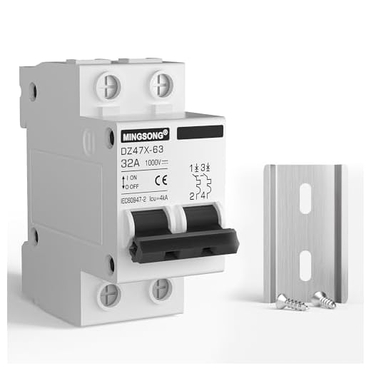 MINGSONG DC Solar Panels Disconnect Switch 32 Amp Solar Shut Off Switch 1000V 2 Poles Small Miniature Circuit Breaker for PV Homes