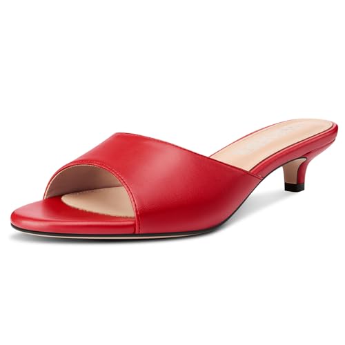 Image of TNYNFBEB Womens Low Kitten Heel Open Toe Sandals Mules Shoes Slingback Prom Party Dress Summer 1.4 Inches Heels