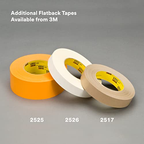 Image of 3M Performance Flatback Tape 2525, Orange Color, High Visibility, High Tack, High Temperature, Hand Tearable, 48 mm x 55 m, 9.5 mil, 24 Rolls