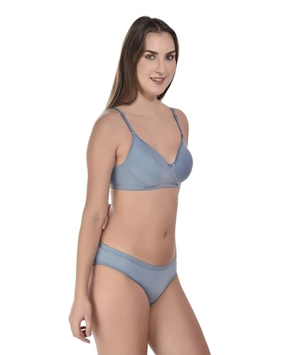 Image of SGC SWEDEN Women's Lingerie Set | Cotton Blend Lightly Padded Non Wire Push-Up Bridal Bra Panty Lingerie Set | Super Soft and Comfortable Lingerie Set