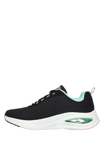 Image of Skechers Women's Skech-Air Meta Aired Out Comfort Shoes, Black Mesh Aqua Lavender Trim, 6 US