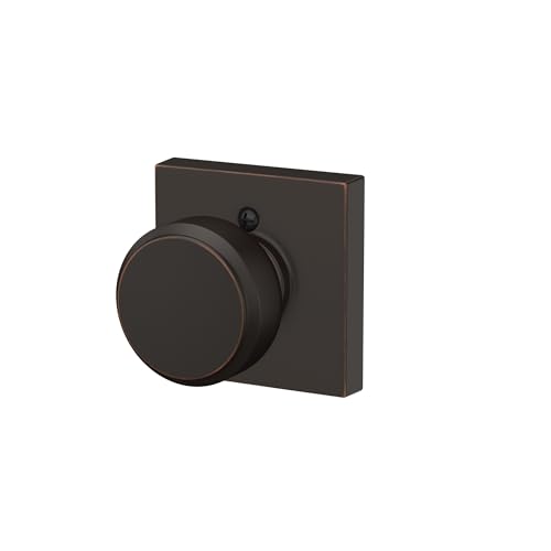Image of Schlage F170 BWE 716 COL Broadway Lever with Collins Trim Non-Turning Dummy Door Handle, Aged Bronze