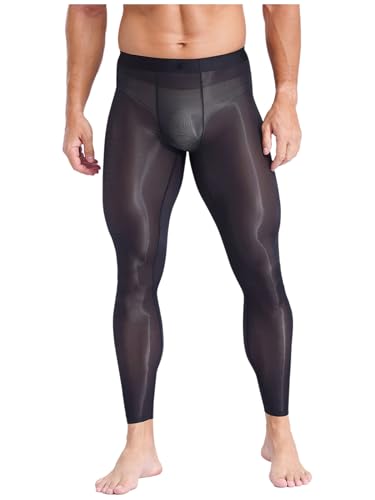 Men’s See Through Mesh Compression Pants Ice Silk Yoga Workout Fitness Leggings Tights