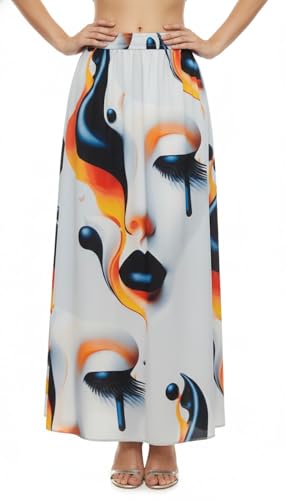 Image of VAGISHA Women's 4-Metre Flared Long Skirt | Skirts for Women Long Length | Long Skirts for Girls | Ethnic & Boho Printed Wear with Elastic Waist | Perfect for Party, Festive & Casual Look