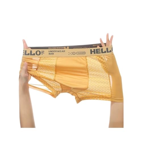 Men's Mesh Ice Silk Underwear Box Briefs Breathable Underwear Trunks Underpanties Multipacks3