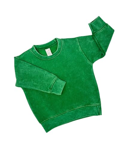 Monag Toddler Vintage Fleece Sweatshirt, Stone Wash Fleece Sweatshirt, Long Sleeve Crew Neck Boys, Girls Sweatshirt