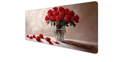 Tapis souris XXL de qualité supérieure aux bords cousus confortables pour bureau de gamer rose