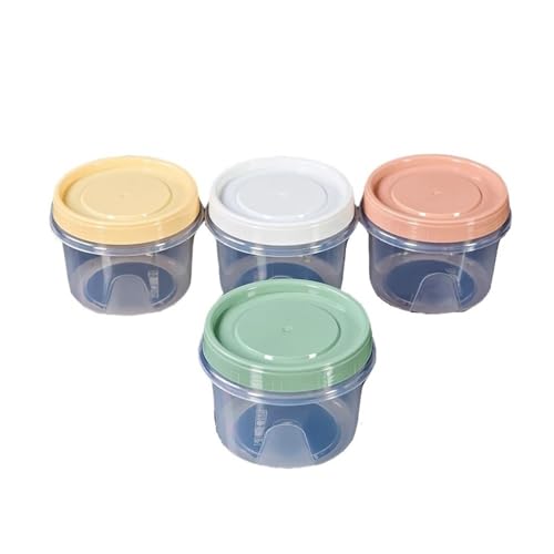 4 cajas redondas de 500 ml para alimentos frescos, cocina, refrigerador, contenedor de almacenamiento, frutas, aperitivos, tarro sellado, calentamiento por microondas (color mixto, 4 piezas)