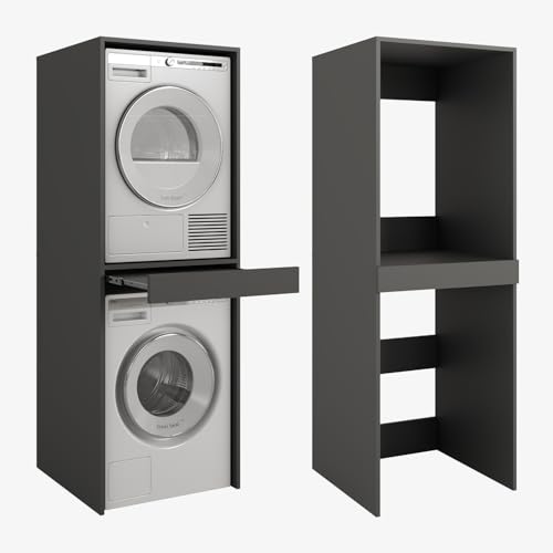 PLATAN Room Lavatrice asciugatrice con ripiano estraibile • Armadio sovrapiano 187 x 65 x 66 cm (antracite)