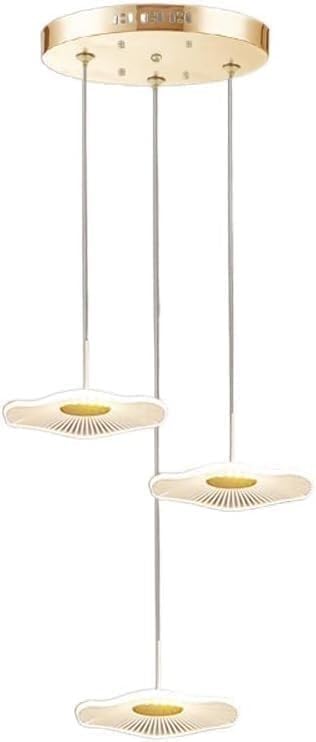 Lustre de hall d'entrée pour escalier et haut plafond, suspension dorée LED chic