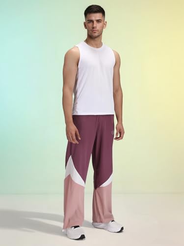 Image of CHKOKKO Men's Nylon Track Pants with Colorblock Design | Lightweight Breathable Sports Pant | Relaxed Fit Activewear for Workout, Training & Everyday Comfort