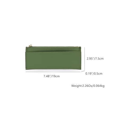 Image of Pencil Pouch for Teens School Office Supplies Pencil Case Cosmetic Bag Zipper (Green,Faux leather)