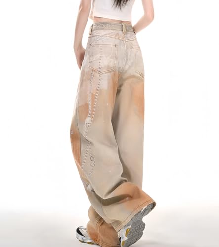 Y2k Unisex Vintage 3D Chain Lace Print Harajuku Baggy Wide Leg Jeans Hiphop Punk Streetwear Grunge Casual Denim Pants4