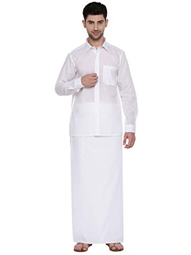 Image of RAMRAJ Mens Cotton Spread Collar Solid White Full Sleeve Formal Shirt