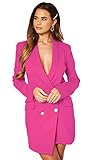 UNIQUE21 Women Luxe Stain Breasted Asymmetric Blazer Dress - Ladies Elegant Casual Work Office Event