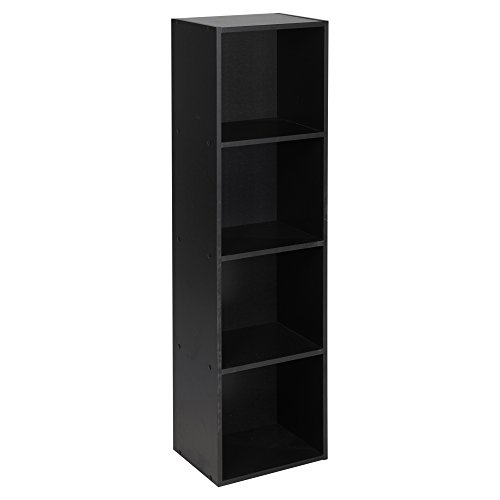 Urbn Living® 1, 2, 3, 4 pisos de madera estantería estantería estantería de madera de almacenamiento, negro, 4 niveles