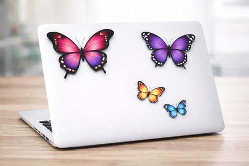 Colorful Butterfly Stickers 10 Pack &ndash; Waterproof Vinyl Decals for Laptop, Water Bottle, Car, Journal, Phone, Window &ndash; Transparent Background Butterfly Decals, Cute Aesthetic Scrapbook Sticker Set