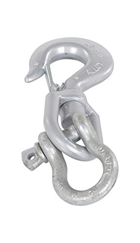 Vestil HOOK-S-6 Steel Swivel Hook with Shackle 6,000 Lb. Capacity Silver - Thumbnail 4