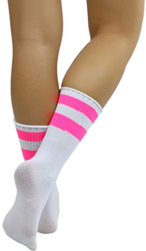 Image of ToBeInStyle Women's Acrylic Ankle Hi With Double Stripe Top Crew Fun Athletic Socks