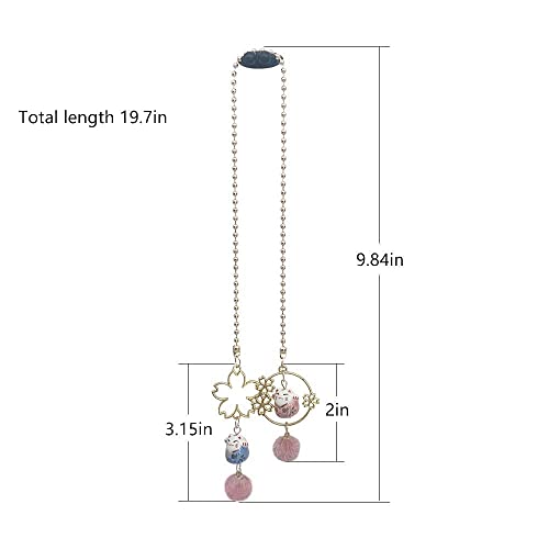 Ygmoner Pair Of Maneki Neko Mirror Hanging Couple Lucky Cat With Sakura For Car Interior Ornament Decoration (Sakura & Cat) #TOP5