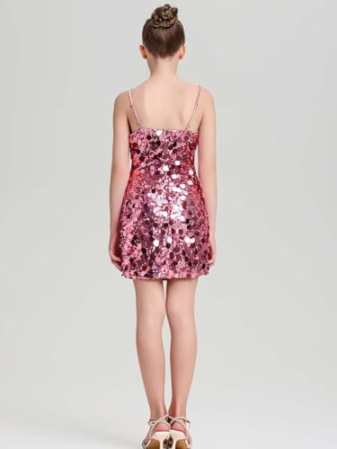 Sequin Flower Girl Dress for Wedding Sparkly Girls Tight Party Dress Spaghetti Straps Girls Mini Dresses4