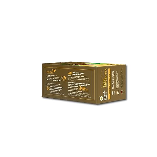 Image of Organic Tattva Green Tea Tulsi Ginger, 20 Tea Bags | Herbal Infusion for Daily Refreshment, Immunity Support, and Soothing Warm Beverage