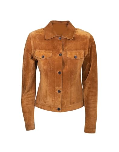 Fernando Women Lambskin Leather Trucker Jackets | Women's Suede and Sheep Leather Four-Pocket Trucker Jacket