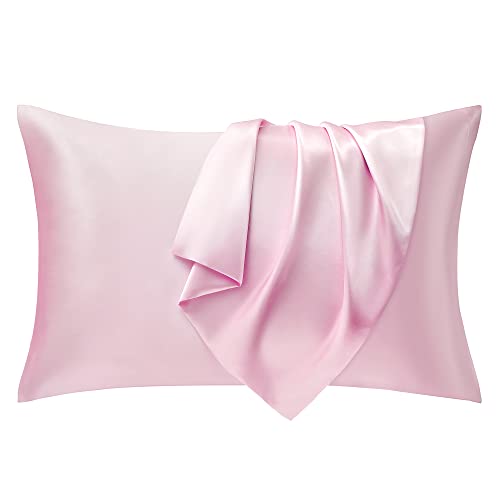 Seiwohl Satin Pillowcases for Hair and Skin 2 Pack, Silky Silk Pillow Cases with Envelope Closure, Blush Pink, Standard Size 50x75 cm