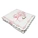 MEG ORIGINAL Baby Girl Blanket - Heirloom Collection - White with Pink Bows, 100% Cotton, Handmade in The USA (Crib: 30 x 51)