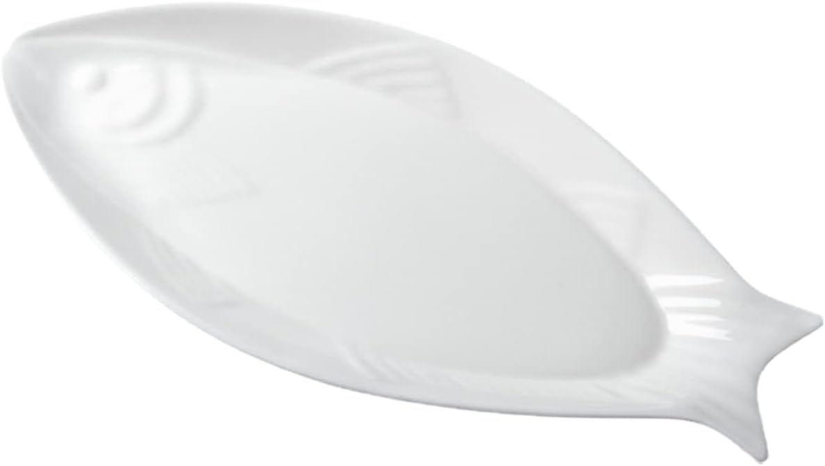 Ciieeo Fish Shaped Ceramic Serving Platter Elegant Oval Dish for Appetizers Sushi and Desserts Weddings Parties and Home Use Handcrafted Porcelain with Smooth Finish