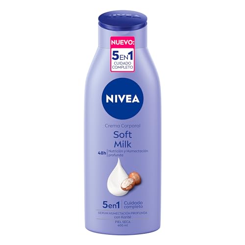 Cremas Y Tratamientos, Drugstore NIVEA Crema Corporal humectante Soft Milk (400 ml), 48 horas de Humectación y Suavidad Profunda con manteca de Karité ideal para Piel Seca