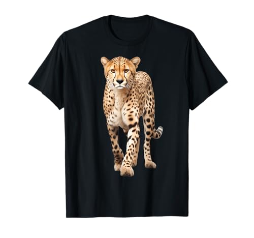 SAVS DESIGNS Elegante Camiseta Unisex con Diseño de Guepardo Intenso Negro Manga Larga Talla S