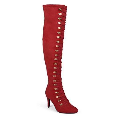 Journee Collection Womens Regular and Wide Calf Over-the-knee Vintage Boots, Red Wide Calf, 8