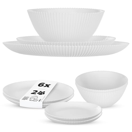 KADAX Vajilla para 2 personas, 6 piezas, de cristal opal blanco, con cuencos soperos, platos llanos y platos de postre, apto para lavavajillas (blanco XL) KADAX Vajilla para 2 personas, 6 piezas, de cristal opal blanco, con cuencos soperos, platos llanos y platos de postre, apto para lavavajillas (blanco XL)