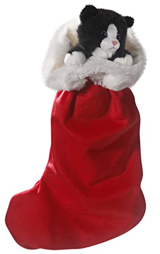 Carl Dick Peluche Gato Blanco y Negro en Navidad calcetín Felpa, 45cm 2810003