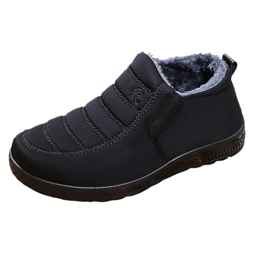 XRCQCAD Womens Christmas Boots Padded Waterproof Ankle Boots Non Slip Platform Shoes Fur Boots Comfortable Elegant Shoes, Black, 7.5