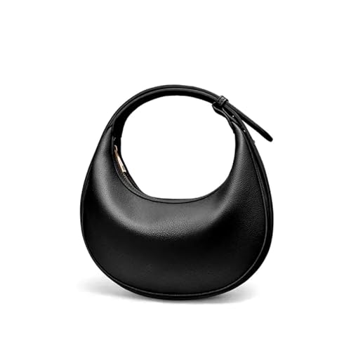 Image of Cute shoulder bag Hobo Purses PU Leather Handbag moon bag Adjustable CrossBody Bag with Zipper-white