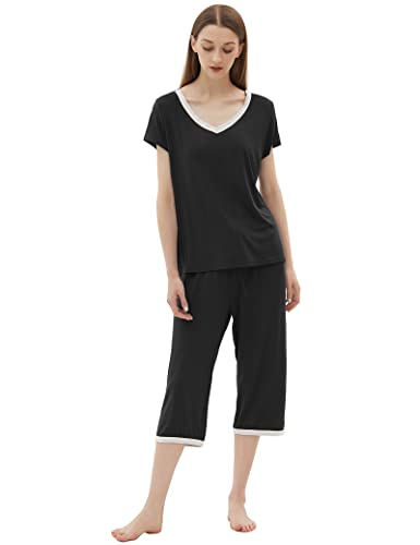 Image of Joyaria Cooling Pajamas Bamboo Viscose Lightweight PJs Set Women Wicking Sleepwear for Night Sweat S-XXL