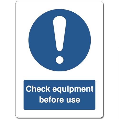 Blue Mandatory Health Safety Metal Sign For Office Work Site School 15cm x 20cm - Check equipment before use
