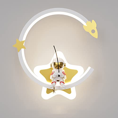 Lámpara de pared , Astronauta moderno Aplique de pared LED 18W Pesca Regulable Montado en la pared Luz 3000K-6000K Aplique de noche Luces de pared for dormitorio Baño Loft Decoración de pared(C)