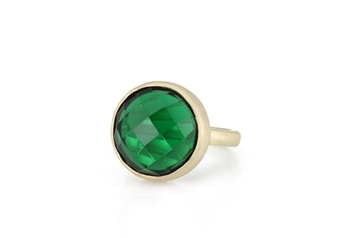 Bague émeraude à chaton en or véritable bague ronde 16mm